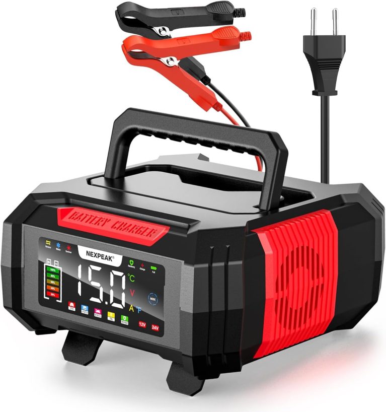 NEXPEAK NC315 15A Chargeur Batterie Intelligent 12V 24V Plomb-Acide LiFePO4 - Charge 9 étapes, Écran LED, Réparation par impulsions, Compensation thermique